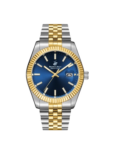 [BP3018X.290]  BHPC Gents 3H DATE Fn S.S/IP GOLD Case S.S/IP GOLD STEEL Band BLACK TO 289C Dial